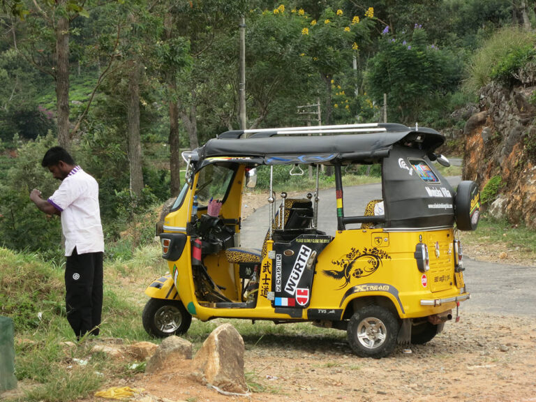 Tuk-tuk sur une route du Sri Lanka